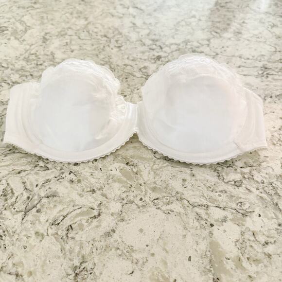 Vintage Push-up Bra Size 36B White Satin Lace Underwire Platex USA Made - Picture 2 of 10